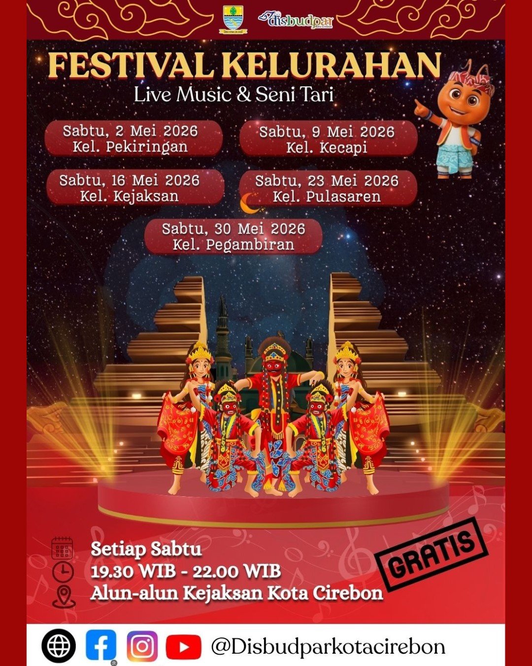 Semarakkan Akhir Pekan, Disbudpar Kota Cirebon Gelar "Festival Kelurahan" Sepanjang Bulan Mei 2026